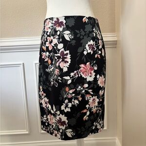 WHBM Floral Black Pencil Skirt